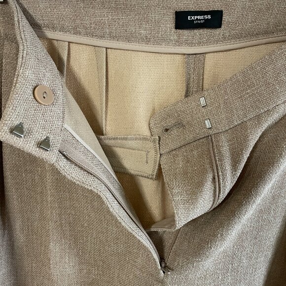 NWOT Express Womens Trouser Pleated Wide Leg Palazzo Linen look 14R - Picture 3 of 9